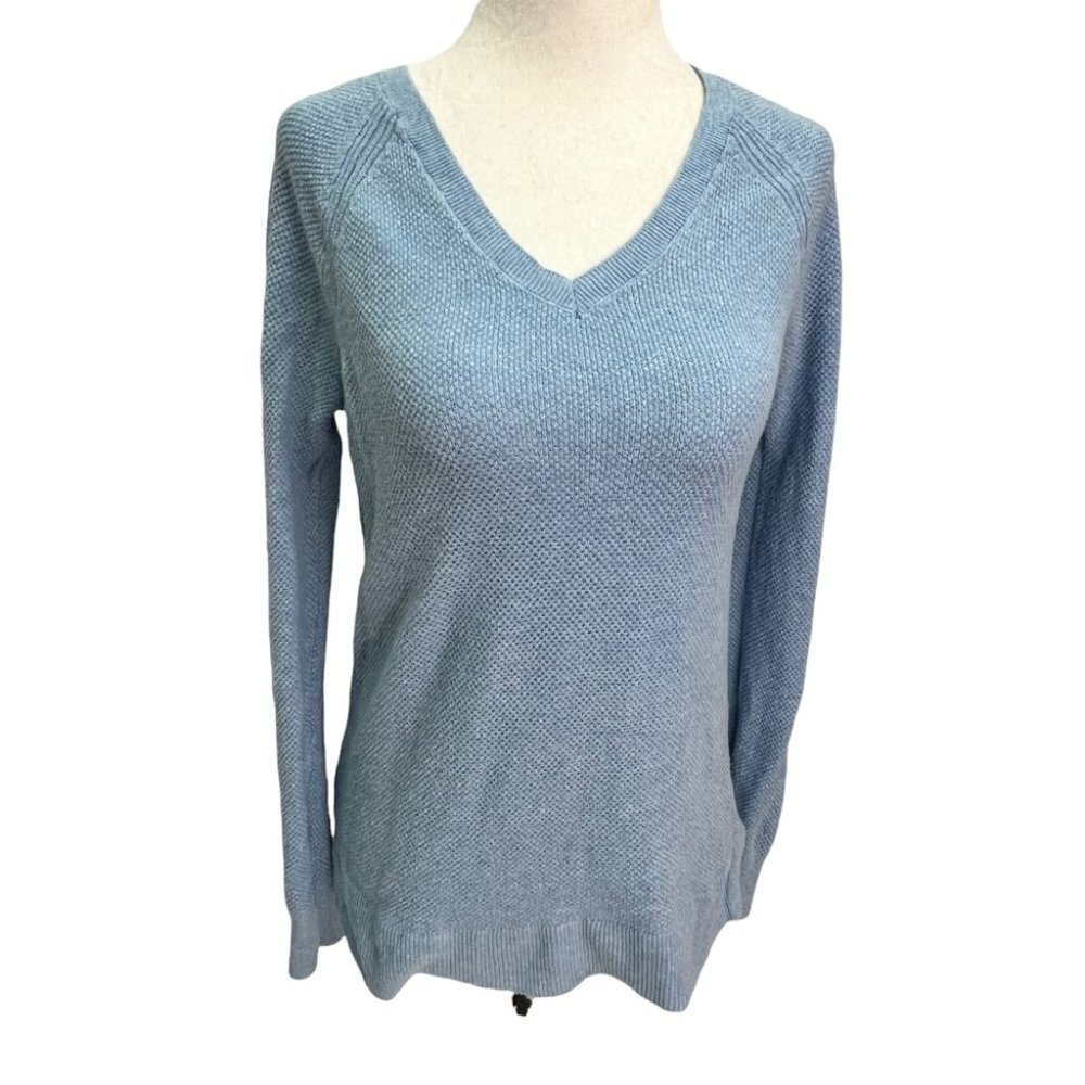 GAP Blue Cotton V-Neck Lightweight Long Sleeve Size S